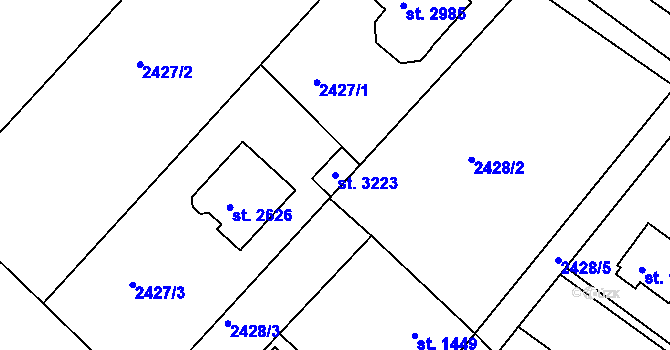 Parcela st. 3223 v KÚ Lysá nad Labem, Katastrální mapa