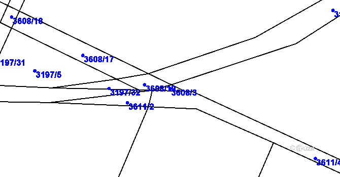 Parcela st. 3608/3 v KÚ Lysá nad Labem, Katastrální mapa