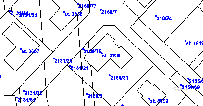 Parcela st. 3236 v KÚ Lysá nad Labem, Katastrální mapa