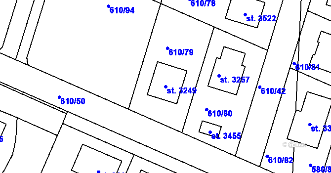 Parcela st. 3249 v KÚ Lysá nad Labem, Katastrální mapa