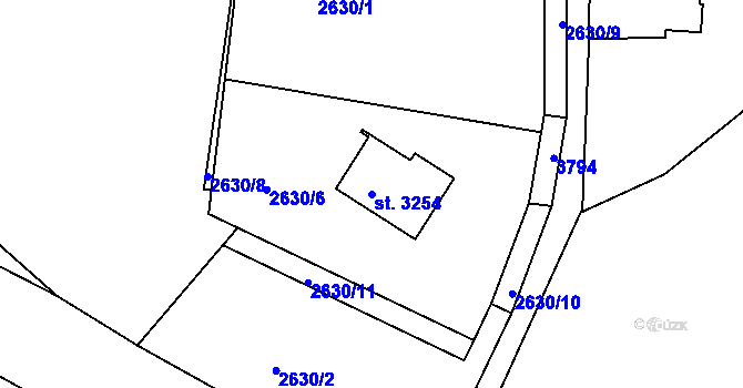 Parcela st. 3254 v KÚ Lysá nad Labem, Katastrální mapa