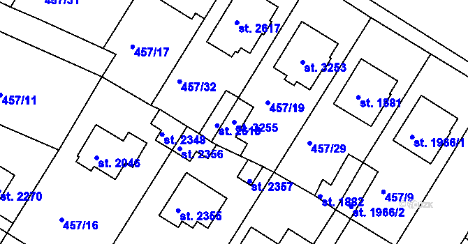 Parcela st. 3255 v KÚ Lysá nad Labem, Katastrální mapa