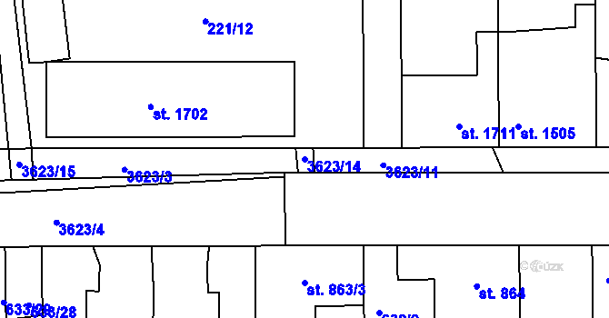 Parcela st. 3623/14 v KÚ Lysá nad Labem, Katastrální mapa