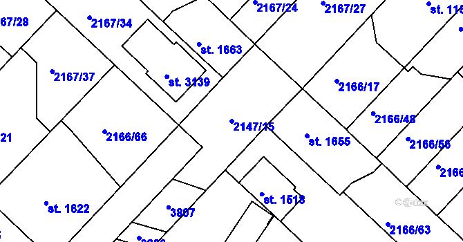 Parcela st. 2147/15 v KÚ Lysá nad Labem, Katastrální mapa