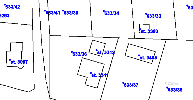 Parcela st. 3342 v KÚ Lysá nad Labem, Katastrální mapa