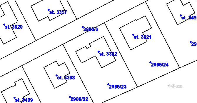 Parcela st. 3362 v KÚ Lysá nad Labem, Katastrální mapa