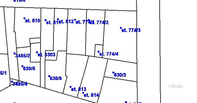 Parcela st. 774/4 v KÚ Lysá nad Labem, Katastrální mapa