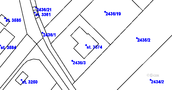 Parcela st. 3374 v KÚ Lysá nad Labem, Katastrální mapa