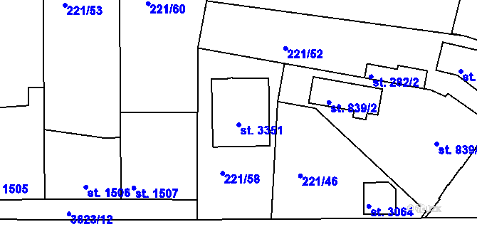 Parcela st. 3351 v KÚ Lysá nad Labem, Katastrální mapa