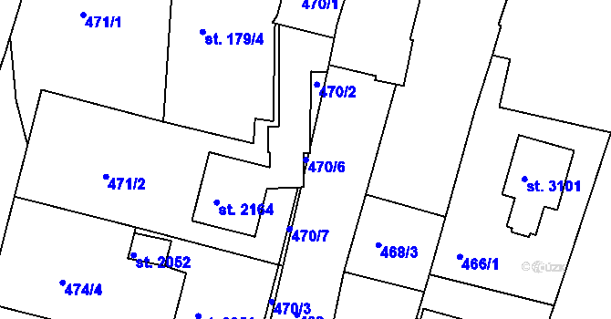 Parcela st. 470/6 v KÚ Lysá nad Labem, Katastrální mapa