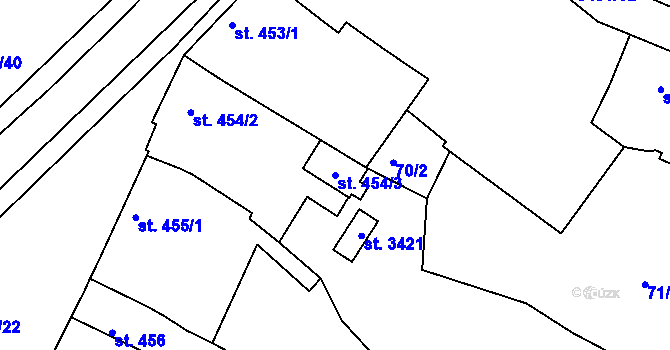 Parcela st. 454/3 v KÚ Lysá nad Labem, Katastrální mapa