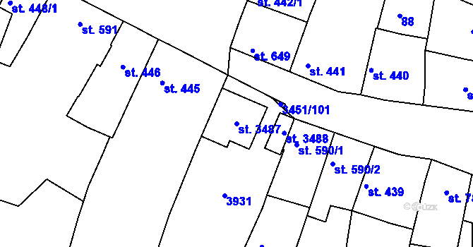 Parcela st. 3487 v KÚ Lysá nad Labem, Katastrální mapa