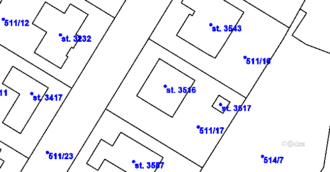 Parcela st. 3516 v KÚ Lysá nad Labem, Katastrální mapa