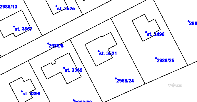Parcela st. 3521 v KÚ Lysá nad Labem, Katastrální mapa