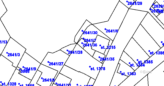 Parcela st. 2641/36 v KÚ Lysá nad Labem, Katastrální mapa