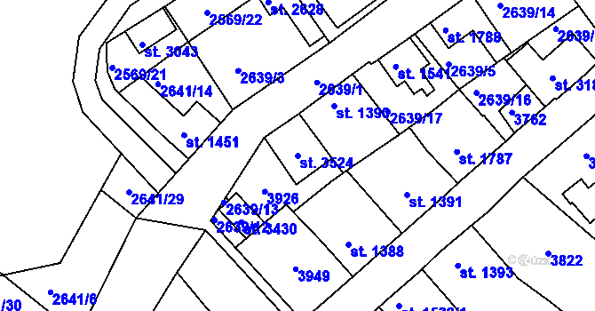 Parcela st. 3524 v KÚ Lysá nad Labem, Katastrální mapa