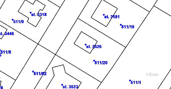Parcela st. 3526 v KÚ Lysá nad Labem, Katastrální mapa