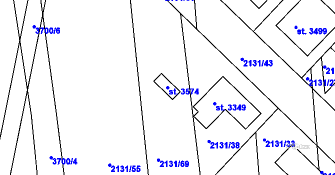 Parcela st. 3574 v KÚ Lysá nad Labem, Katastrální mapa