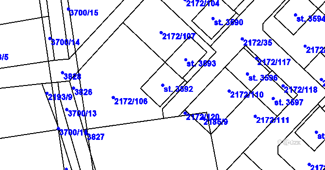 Parcela st. 3592 v KÚ Lysá nad Labem, Katastrální mapa