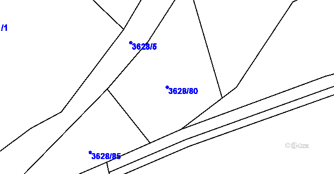 Parcela st. 3628/80 v KÚ Lysá nad Labem, Katastrální mapa