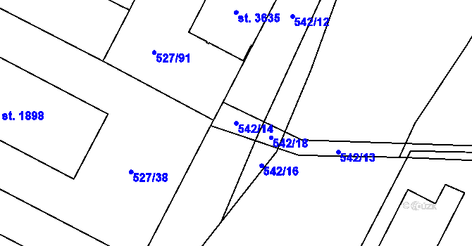 Parcela st. 542/14 v KÚ Lysá nad Labem, Katastrální mapa
