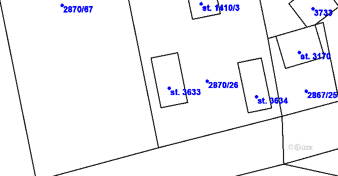 Parcela st. 3633 v KÚ Lysá nad Labem, Katastrální mapa