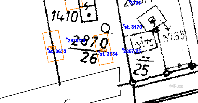 Parcela st. 3634 v KÚ Lysá nad Labem, Katastrální mapa