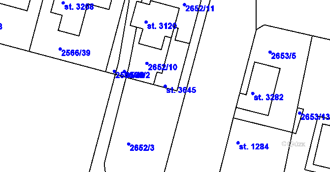 Parcela st. 3645 v KÚ Lysá nad Labem, Katastrální mapa