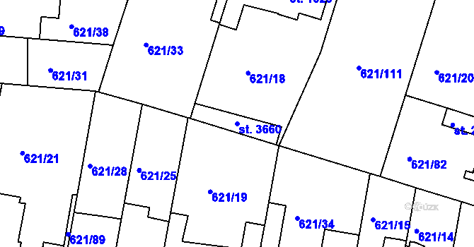 Parcela st. 3660 v KÚ Lysá nad Labem, Katastrální mapa