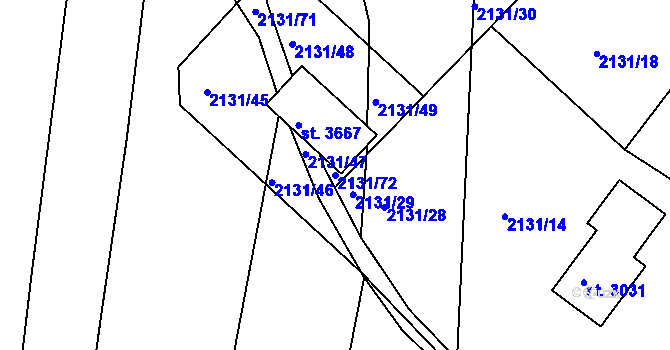 Parcela st. 2131/72 v KÚ Lysá nad Labem, Katastrální mapa