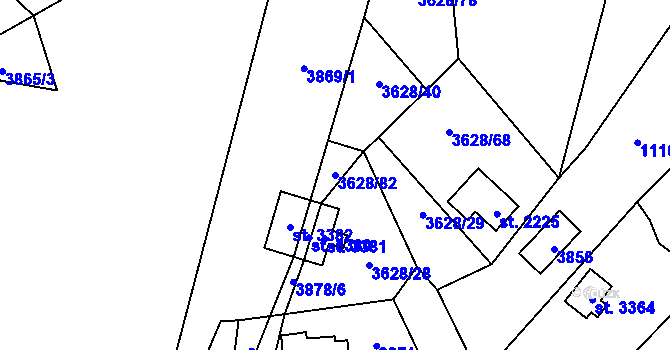 Parcela st. 3628/82 v KÚ Lysá nad Labem, Katastrální mapa