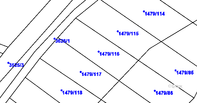 Parcela st. 1479/116 v KÚ Lysá nad Labem, Katastrální mapa