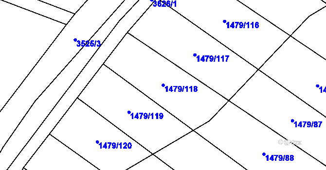 Parcela st. 1479/118 v KÚ Lysá nad Labem, Katastrální mapa