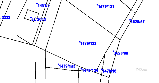 Parcela st. 1479/132 v KÚ Lysá nad Labem, Katastrální mapa