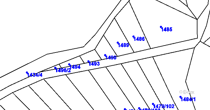 Parcela st. 1490 v KÚ Lysá nad Labem, Katastrální mapa
