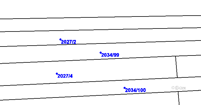 Parcela st. 2034/99 v KÚ Lysá nad Labem, Katastrální mapa