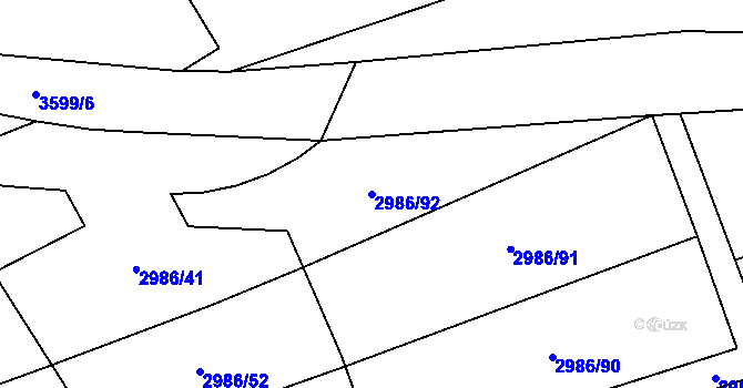 Parcela st. 2986/92 v KÚ Lysá nad Labem, Katastrální mapa
