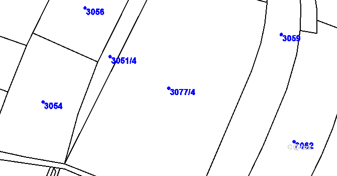 Parcela st. 3077/4 v KÚ Lysá nad Labem, Katastrální mapa