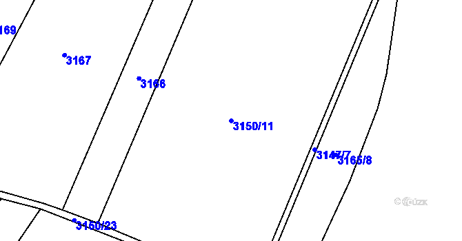 Parcela st. 3150/11 v KÚ Lysá nad Labem, Katastrální mapa