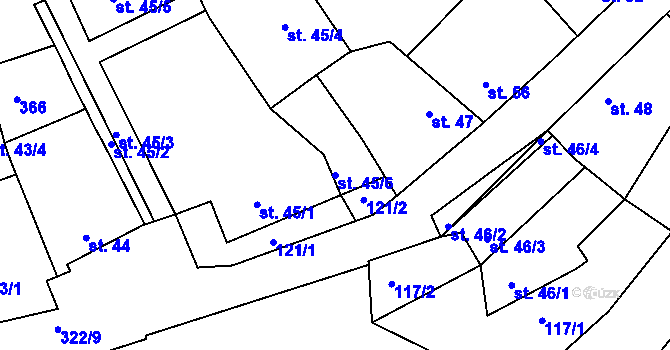 Parcela st. 45/6 v KÚ Litol, Katastrální mapa
