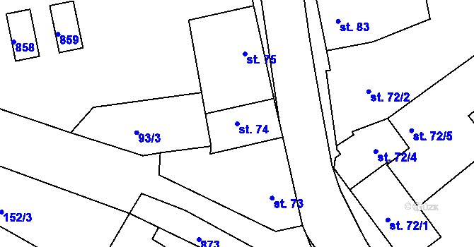 Parcela st. 74 v KÚ Litol, Katastrální mapa