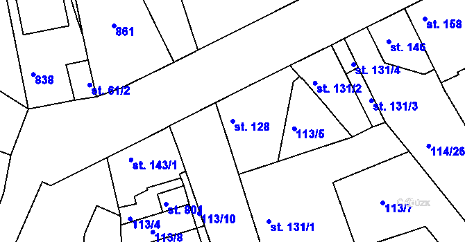 Parcela st. 128 v KÚ Litol, Katastrální mapa