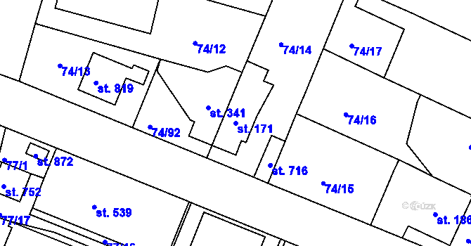 Parcela st. 171 v KÚ Litol, Katastrální mapa
