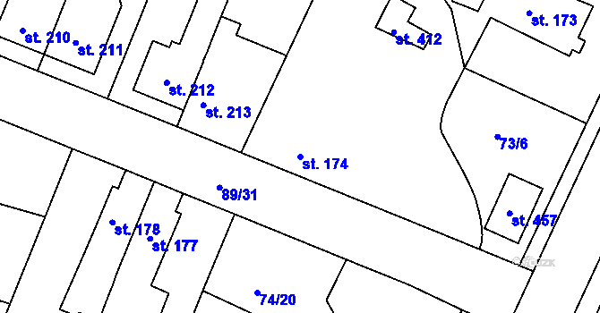 Parcela st. 174 v KÚ Litol, Katastrální mapa
