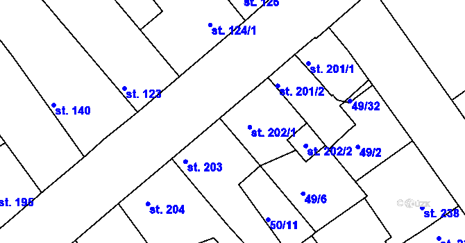 Parcela st. 202 v KÚ Litol, Katastrální mapa