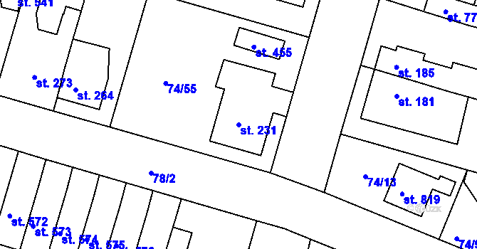 Parcela st. 231 v KÚ Litol, Katastrální mapa