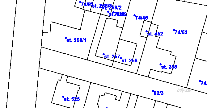 Parcela st. 257 v KÚ Litol, Katastrální mapa