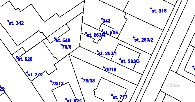 Parcela st. 263/1 v KÚ Litol, Katastrální mapa