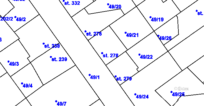 Parcela st. 278 v KÚ Litol, Katastrální mapa