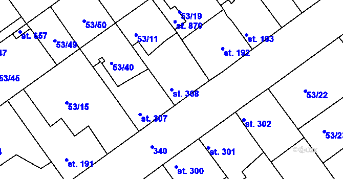 Parcela st. 308 v KÚ Litol, Katastrální mapa